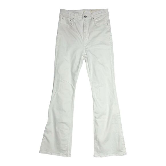Women’s 32” X 34” Rag And Bone Casey High Rise Flare White‎ Denim Jeans - Picture 1 of 6